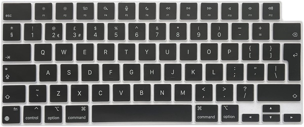 Siliconen toetsenbordbeschermer Engels QWERTY - zwart - voor MacBook Pro/Air 14&16" en 13,6&15,3" - ShopVlot