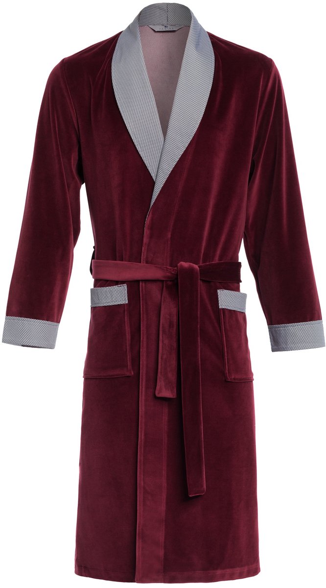 Klassieke ochtendjas heren XXL - fluweel - Bourgondy Rood - perfect voor ontspanning - ShopVlot