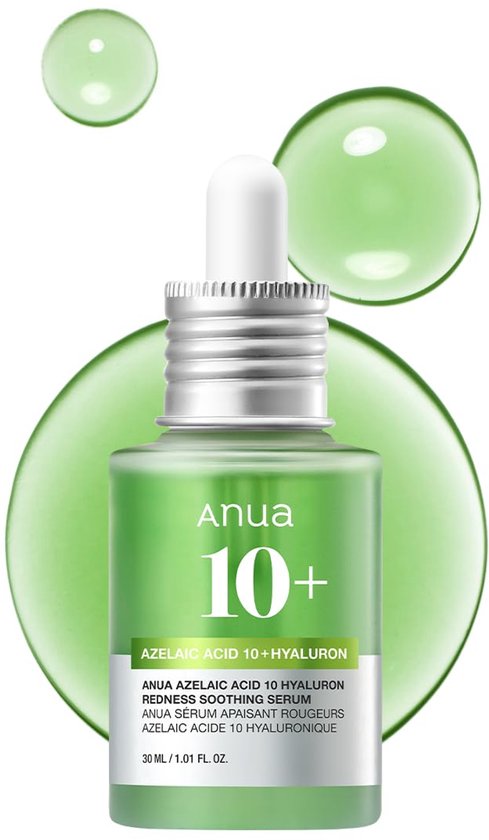 Groene glazen serumfles met pipet, omringd door grote groene bubbels.