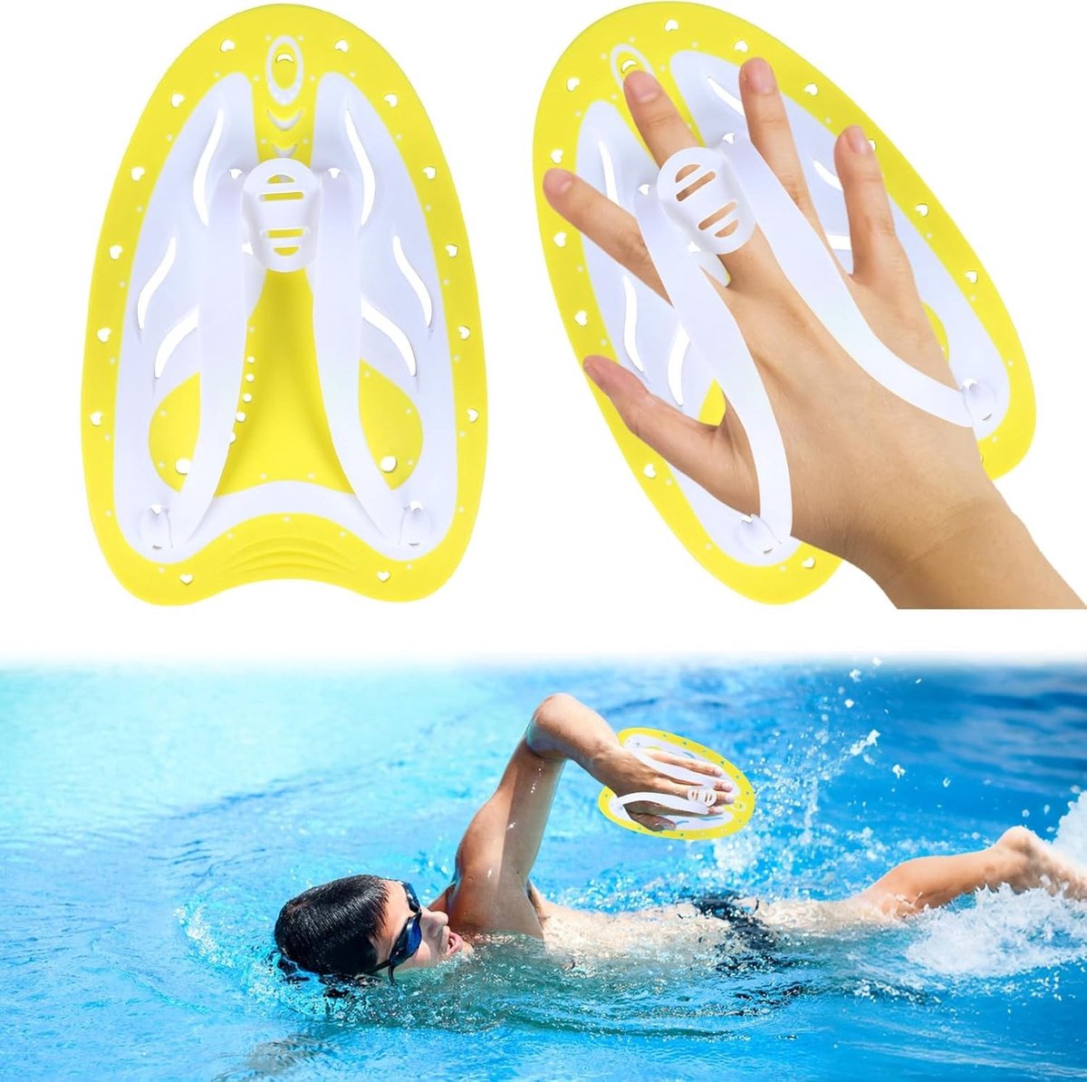 Kleurige Handpaddles voor Volwassenen en Kinderen met Verstelbare Siliconen Bandjes voor Zwemtraining en Krachtverbetering
