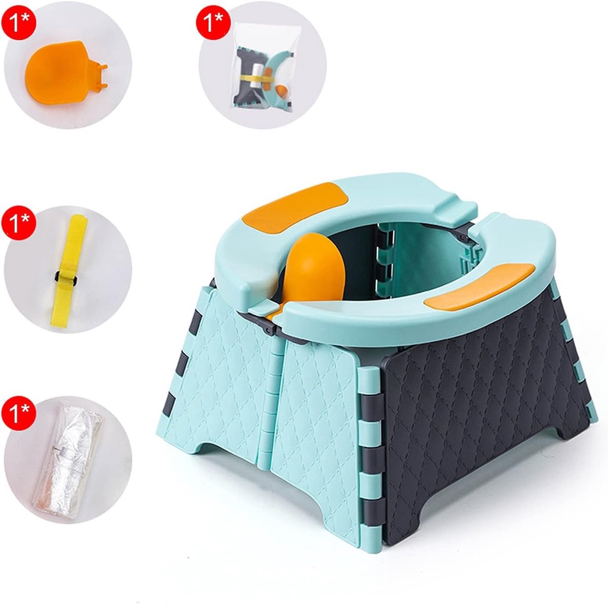 Draagbare Toilet Training Stoel voor Kinderen - Reis Potty Trainer voor Jongens en Meisjes met Wegwerpzakken (Blauw)