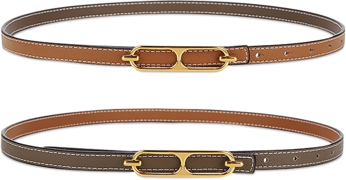 Dunne Reversible Leren Ceintuur voor Dames in Effen Kleur, Verstelbare Tailleband voor Jeans en Jurken