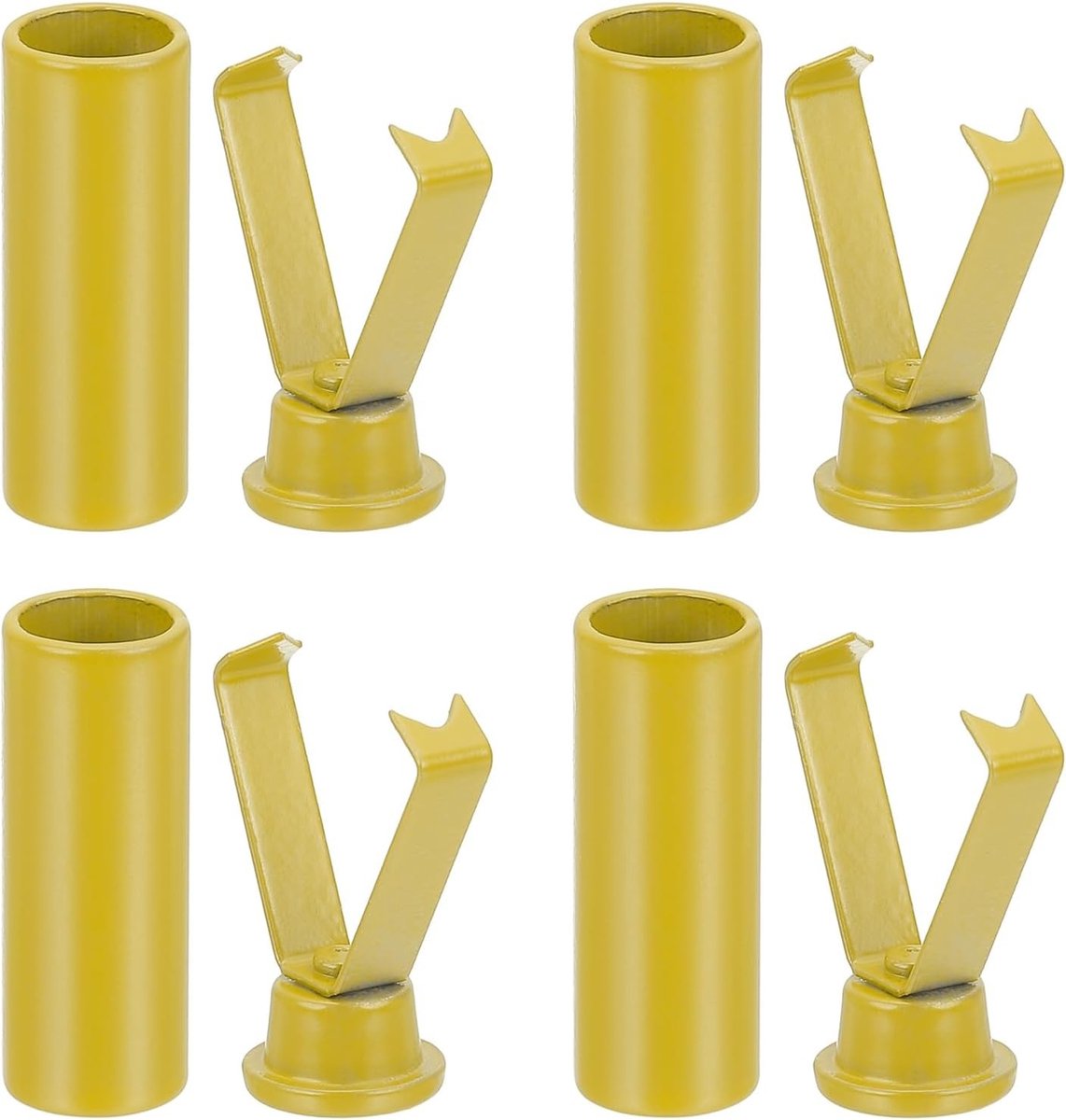 Cilindrische metalen aglets voor schoenveters, 4 stuks vervangende tips met clips voor doe-het-zelf reparatie van schoenen en kleding, geel