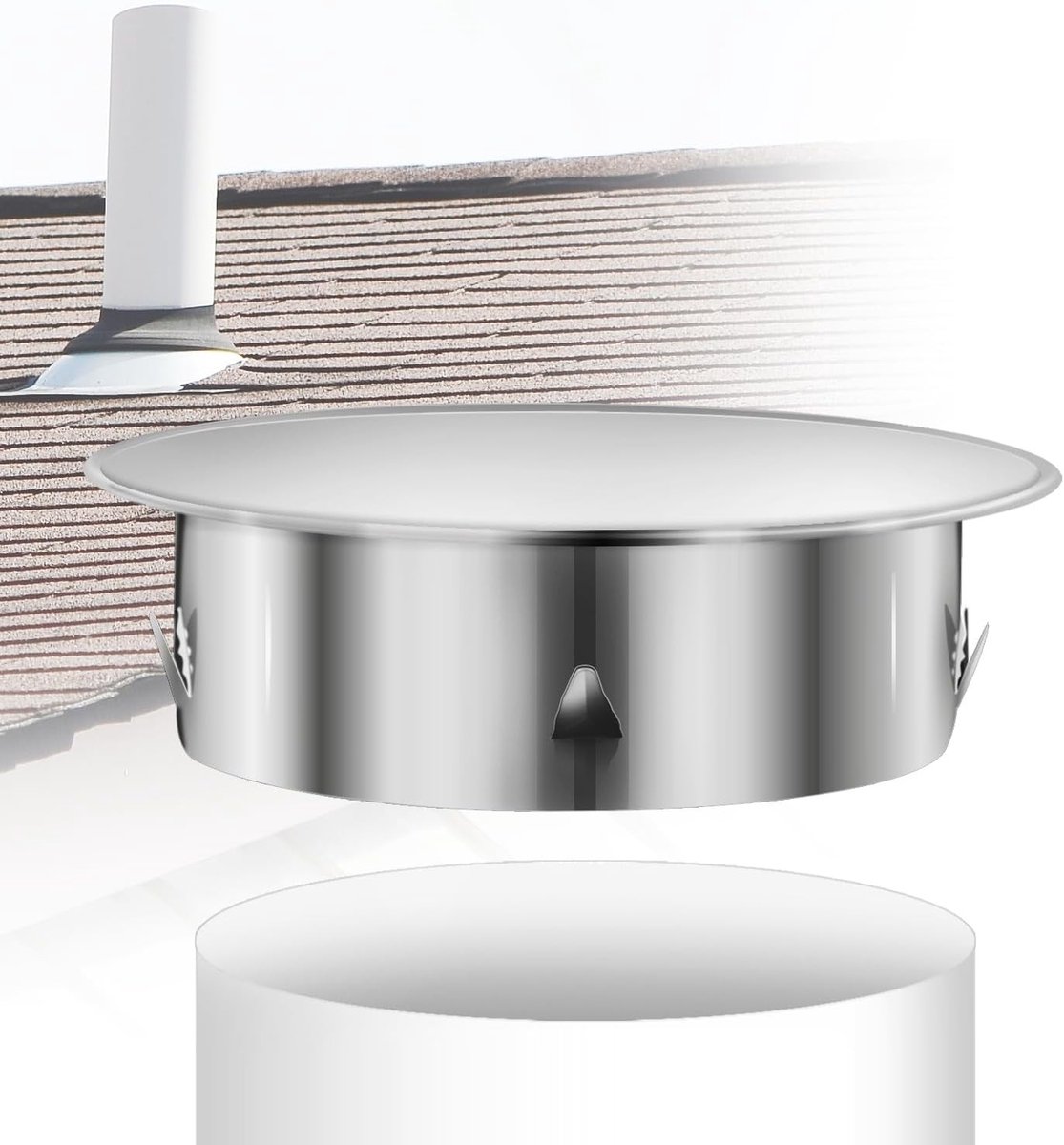 Kaminlochdeksel 100 mm - RVS Ovenpijp Cover voor Wanddoorvoer en Schoorsteenafdekking, Ø 98 mm, Diepte: ca. 45 mm, Duurzaam en Weerbestendig