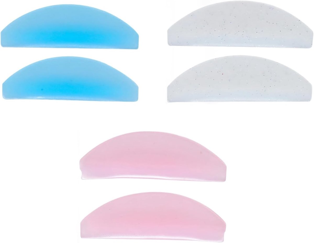 Herbruikbare silicone wimperkrullers - 3 paar, zelfklevend, ultra plat voor perfecte wimperlaminatie en permanente krul, blauw, roze, transparant