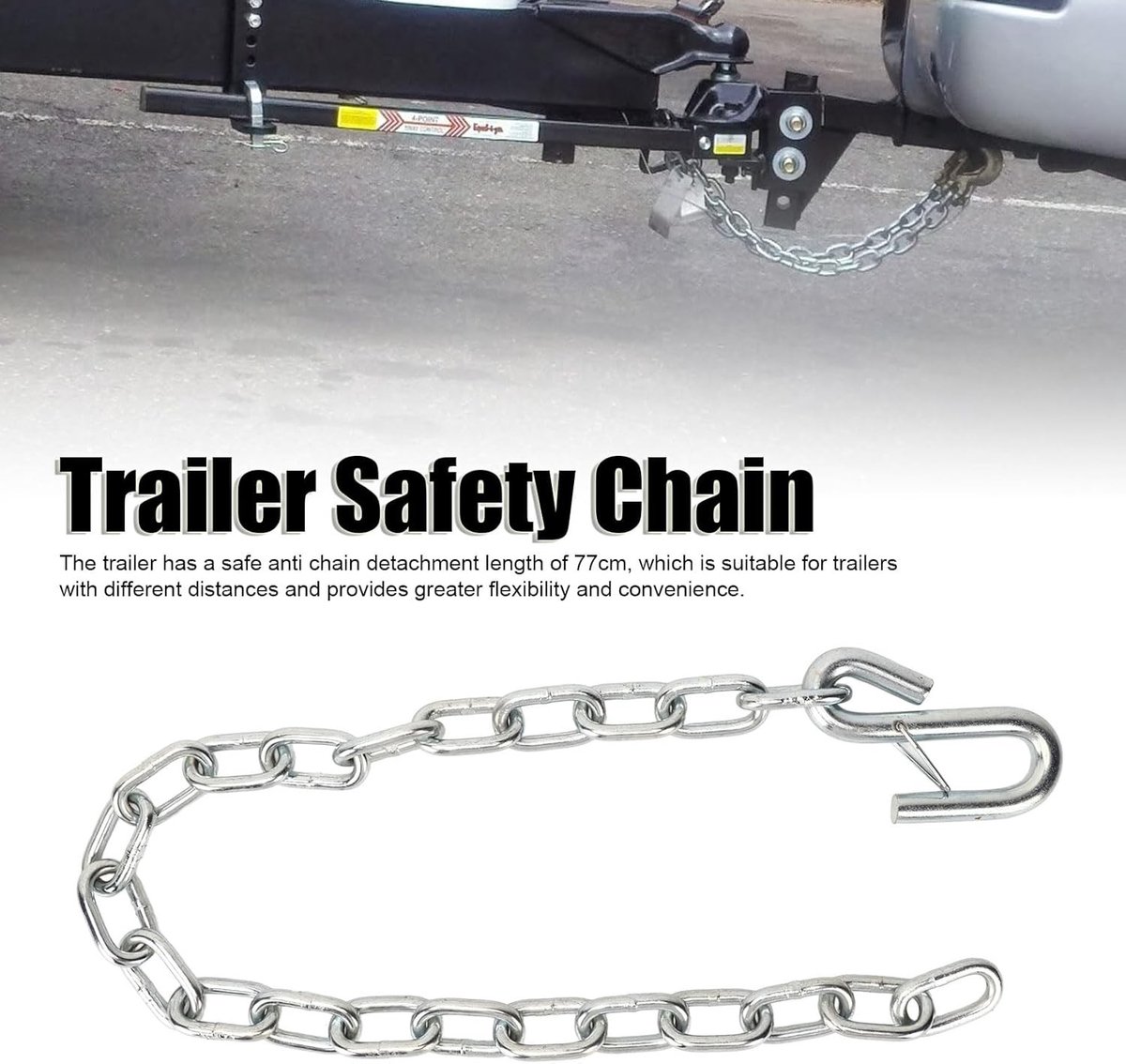 Zware Veiligheidsketting voor Aanhangwagens, 3500 Lbs Capaciteit met Dubbele Veerclips, Ideaal voor Motorhomes en Aanhangwagenaccessoires