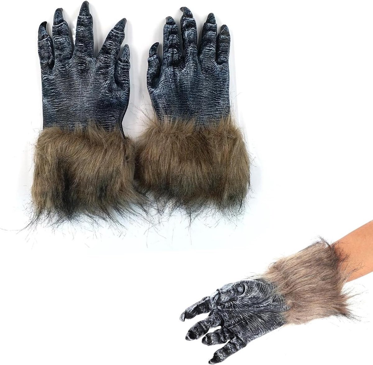 Weerwolf Handschoenen met Klauwen voor Volwassenen, Horror Kostuumaccessoires voor Halloween en Feestjes, Dierenhandschoenen voor Cosplay