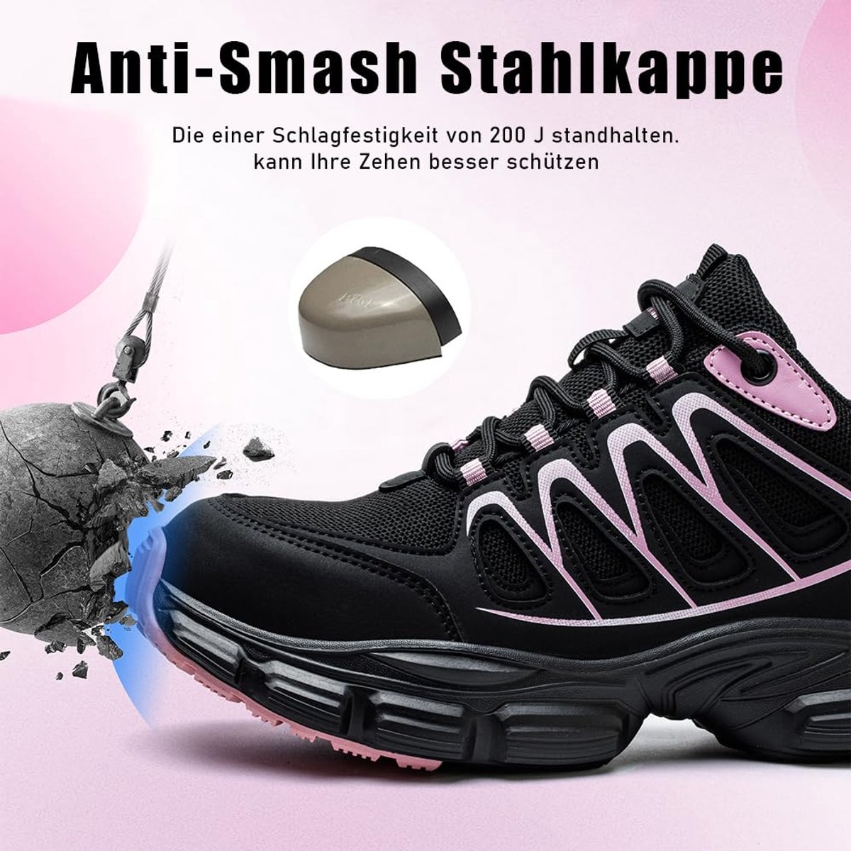 Werkschoenen Dames Lichtgewicht Veiligheidsschoenen Stalen Neus Ademende Beschermende Sneakers EU37 - ShopVlot