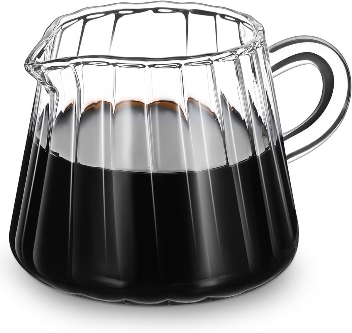 Elegante Glazen Kruik van Borosilicaat 200 ml met Tuit voor Melkschuim, Cappuccino en Espresso in Café en Restaurant