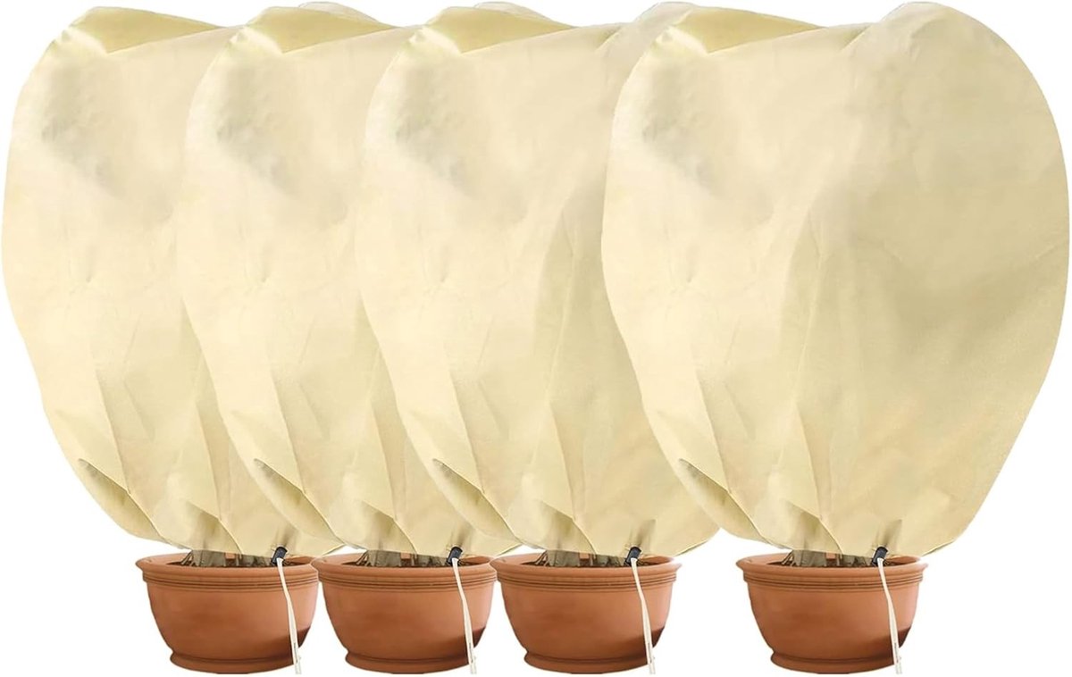 Winterbescherming voor Planten - Fleece Dekens voor Vorstbescherming - Grote Maat (100x80cm) - Beige - Set van 4