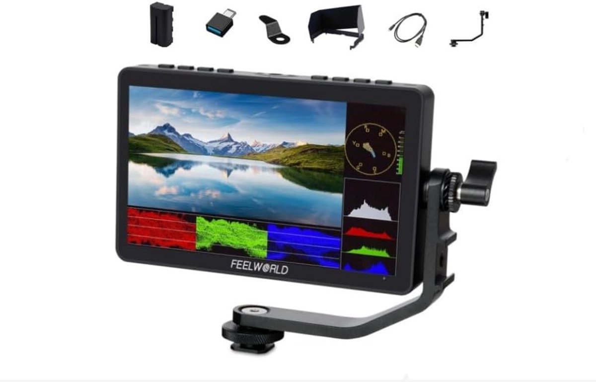 5.5 inch 1600nit High Bright Touch Screen 4K HDMI DSLR Camera Field Monitor met F970 Install, 3D LUT en Power Kit voor Professionele Fotografie en Videoproductie
