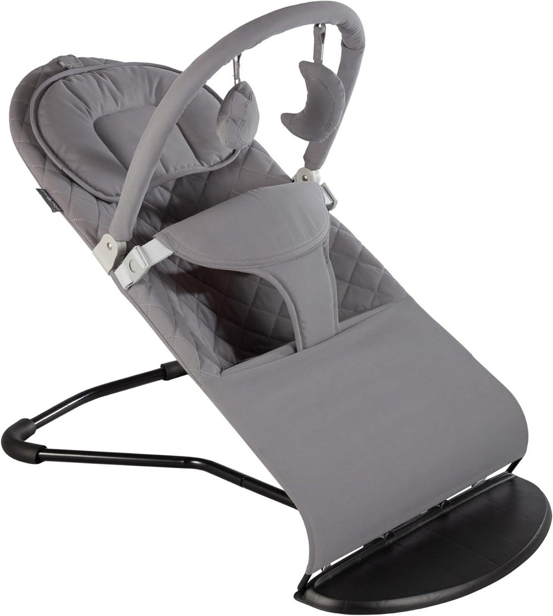Baby Wipstoel - Baby Bouncer - Ontspanning Baby - Zachte Velvet Bekleding - 49x42x12 cm - Grijs