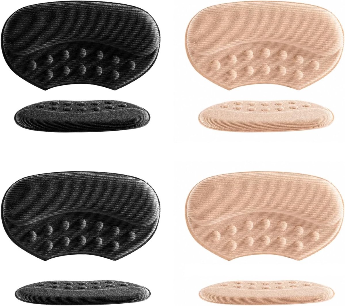 Hielkussens voor schoenen, zelfklevend, 3 mm en 6 mm, antislip pads tegen blaren en wrijving, comfortabel voor mannen en vrouwen, beige en zwart