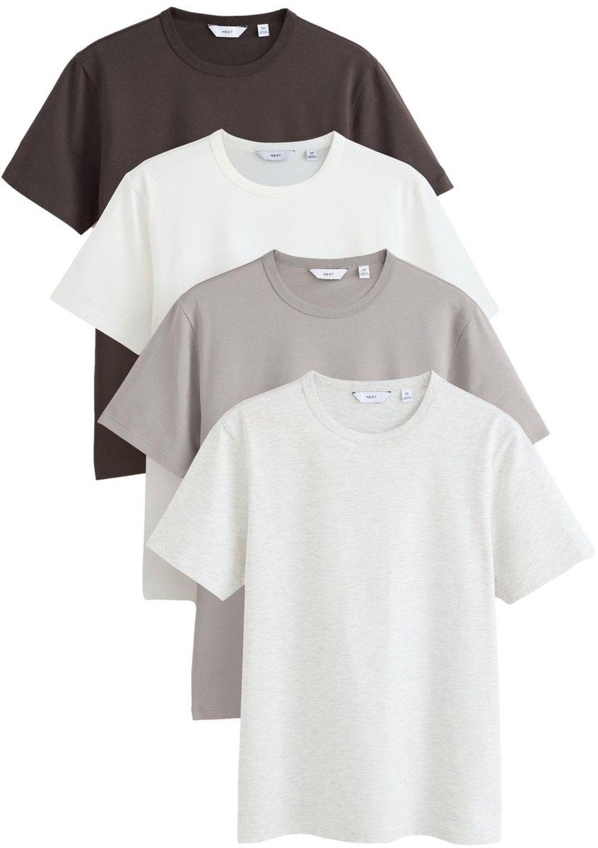 Next - Heren - Set van 4 Trident T-shirts slim-fit - Wit