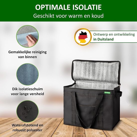 Koeltas Set 2 Stuks - Premium Opvouwbare Geïsoleerde Boodschappentassen met Versterkte Bodem - Grote Isolatietassen voor Boodschappen, Picknick, Camping en Dagjes Uit — afbeelding 5