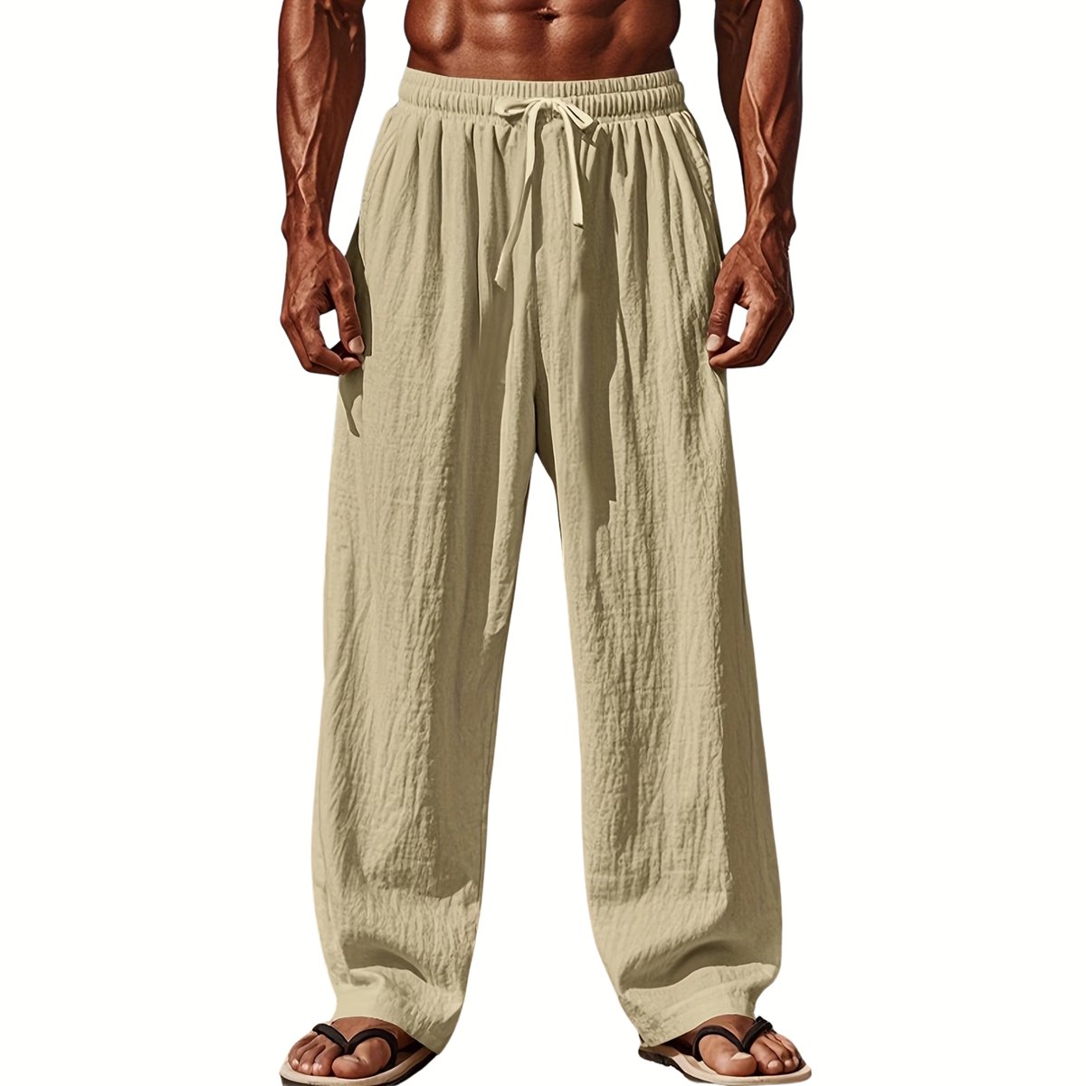 Currero Linnen Broek Heren - Zomerbroek - Volwassenen - Lange Broek - Pantalon - Strandbroek - Zomer - Ibiza Stijl - Khaki XL
