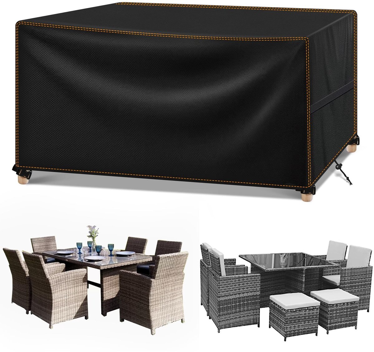 Dailygoods- Afdekking Winterbestendig - Meubelhoes voor Buiten - Waterdicht - 420D Oxford-weefsel - Verstelbaar - 185 x 90 x 74 cm