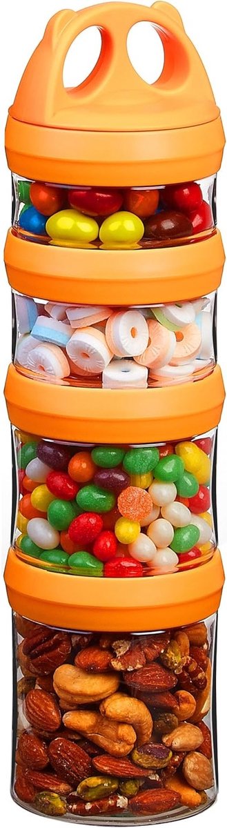 Set van 4 stapelbare voedselopslagcontainers met twist lock, BPA-vrij Tritan, lekvrij en geschikt voor diepvries, oven, magnetron en vaatwasser (0,91 liter, oranje)