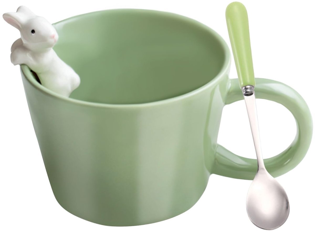 Dailygoods - 3D Konijn Paashaasmok - Schattige Keramische Koffiemok met Lepel