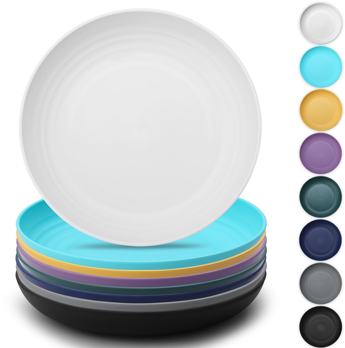 Dailygoods - Grote Diepe Plastic Borden 8 Stuks - Onbreekbare Diner Borden voor Buiten