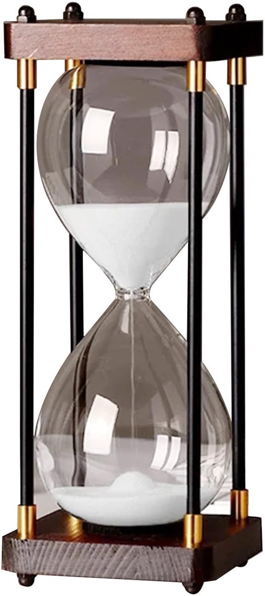 Dailygoods - Grote Zandloper van Hout, 60 Minuten Regenboog-Glasdecoratie voor Thuis en Kantoor