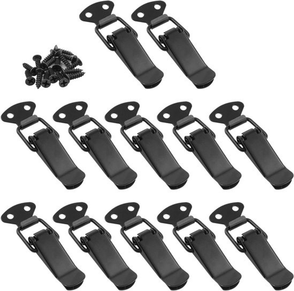 Veerbelaste Sluitingen - Grendels Klink - Kisten Sluiten - Roestvrij Staal - 7 cm - Zwart