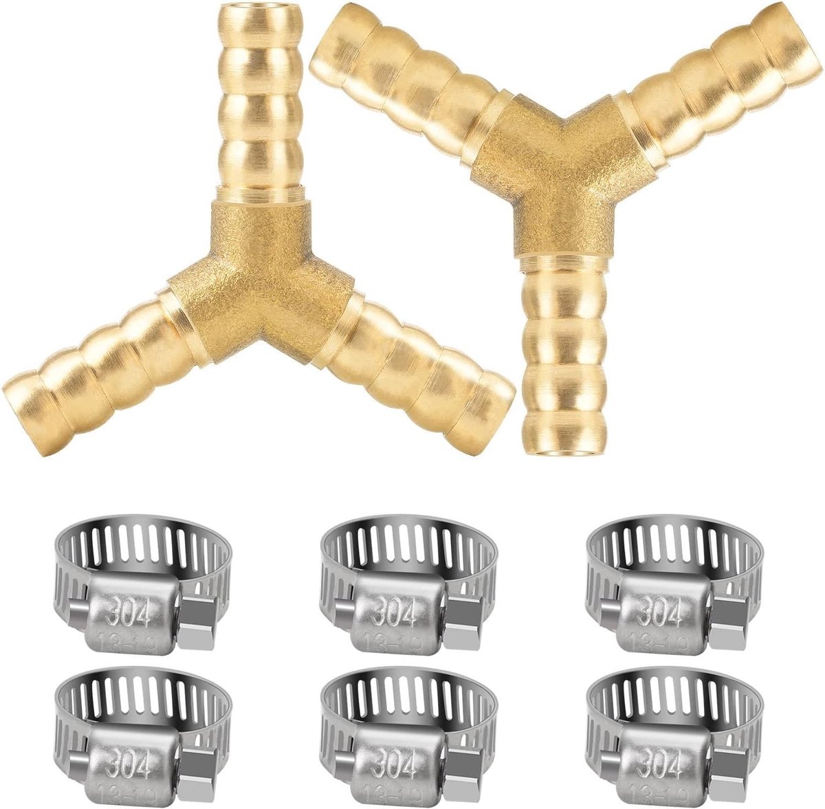 Driehoekige 6mm slangconnector van messing met 6 slangklemmen voor optimale verbindingen