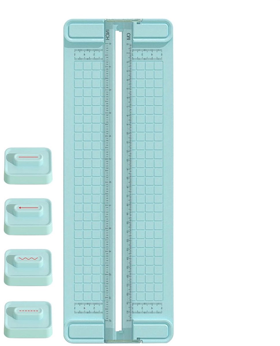 Briefopener Papiersnijder - Snijapparaat Kaarten - Papier Snel Snijden - Bidirectioneel 4-in-1 - 37.5 cm - Blauw