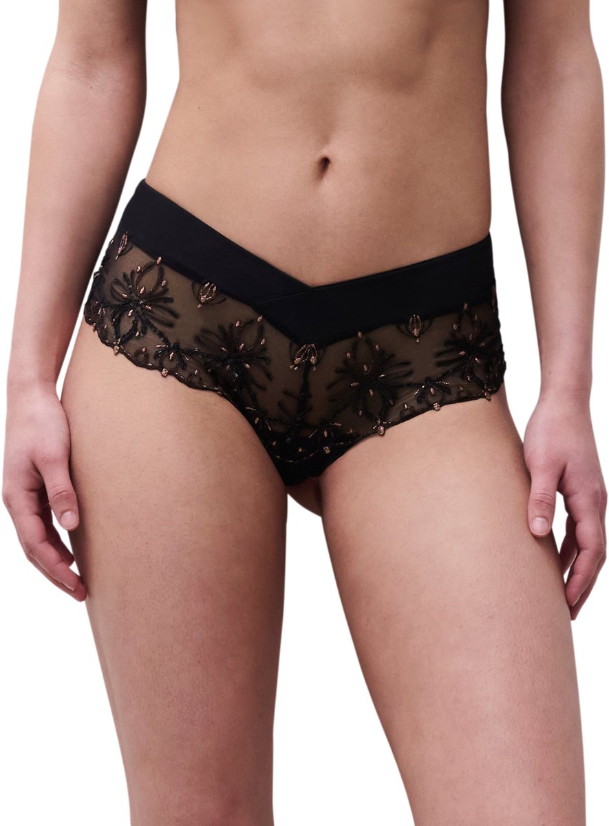 Chantelle - Champs Elysée Revealing Shorty Dazzling Black - maat 40 - Zwart/Roze