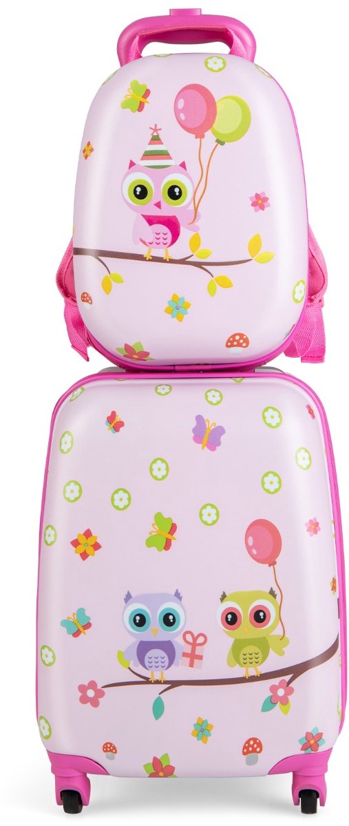 SureDeal® - Kinderkoffer - Delige - Rugzak Kindertrolley Kunststof - 33x22x41 cm - Roze
