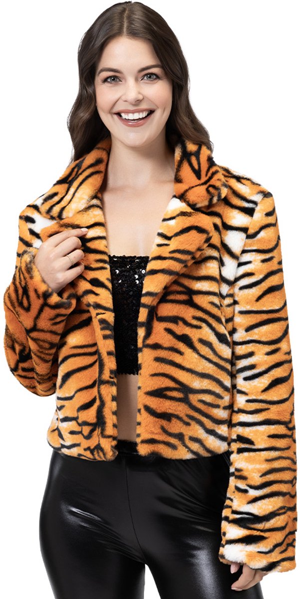 Boland - Jasje Fluffy tijger (M/L) - Volwassenen - Tijger - Festival - Rave - Bontjas - Teddy - Foute party