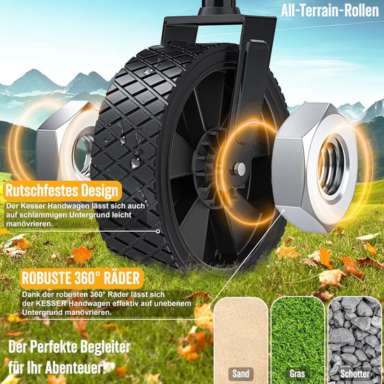 Opvouwbare Bolderkar - Transportkar Tuinwagen - Outdoor Uitstapjes - 360 graden wielen - 80 kg draagkracht - Blauw van Opvouwbare Bolderkar — afbeelding 3