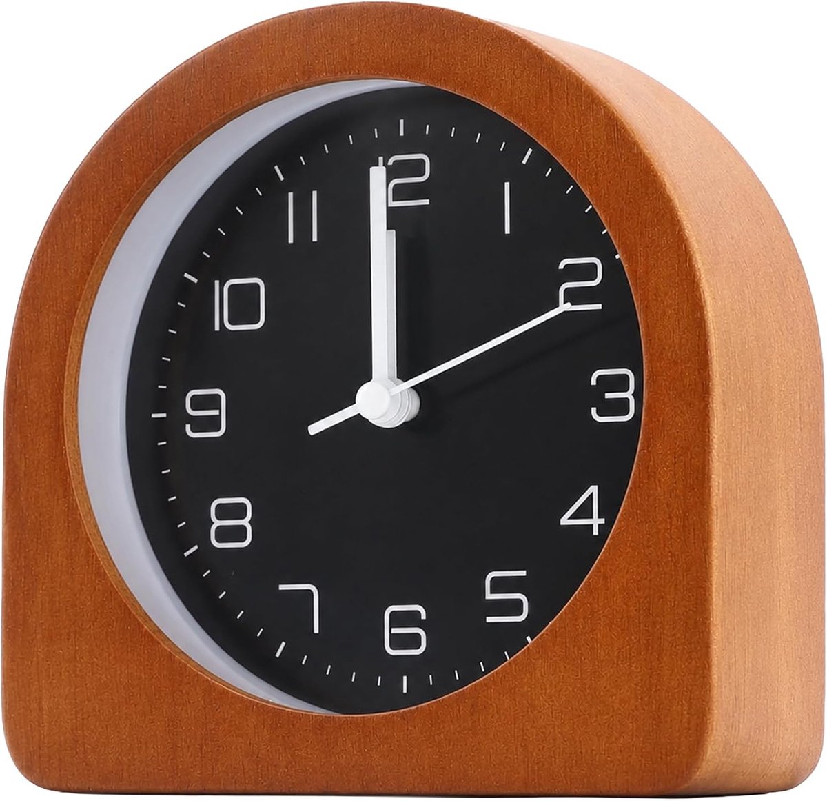 Stille analoge wekker van massief hout (5 inch) – Minimalistische retrostijl, werkt op batterijen – Geschikt voor kantoor, slaapkamer, keuken, school en nachtkastje – Bruin