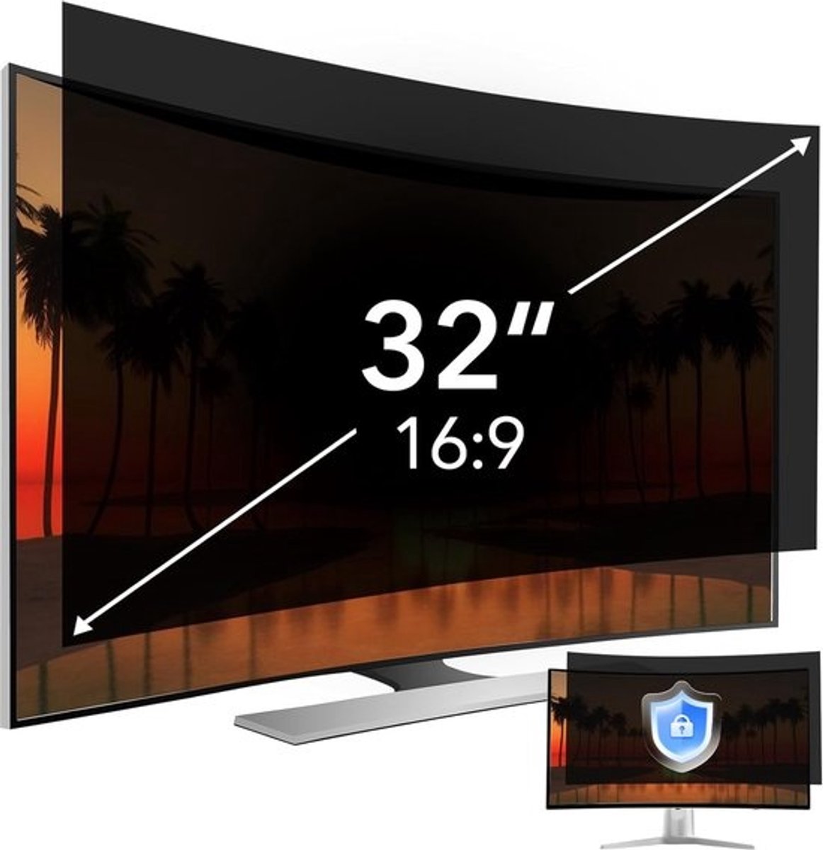 32 Inch Privacyfilter voor Breedbeeld Monitor 16:9 - Anti-Blauw Licht & Anti-Spy Screenprotector