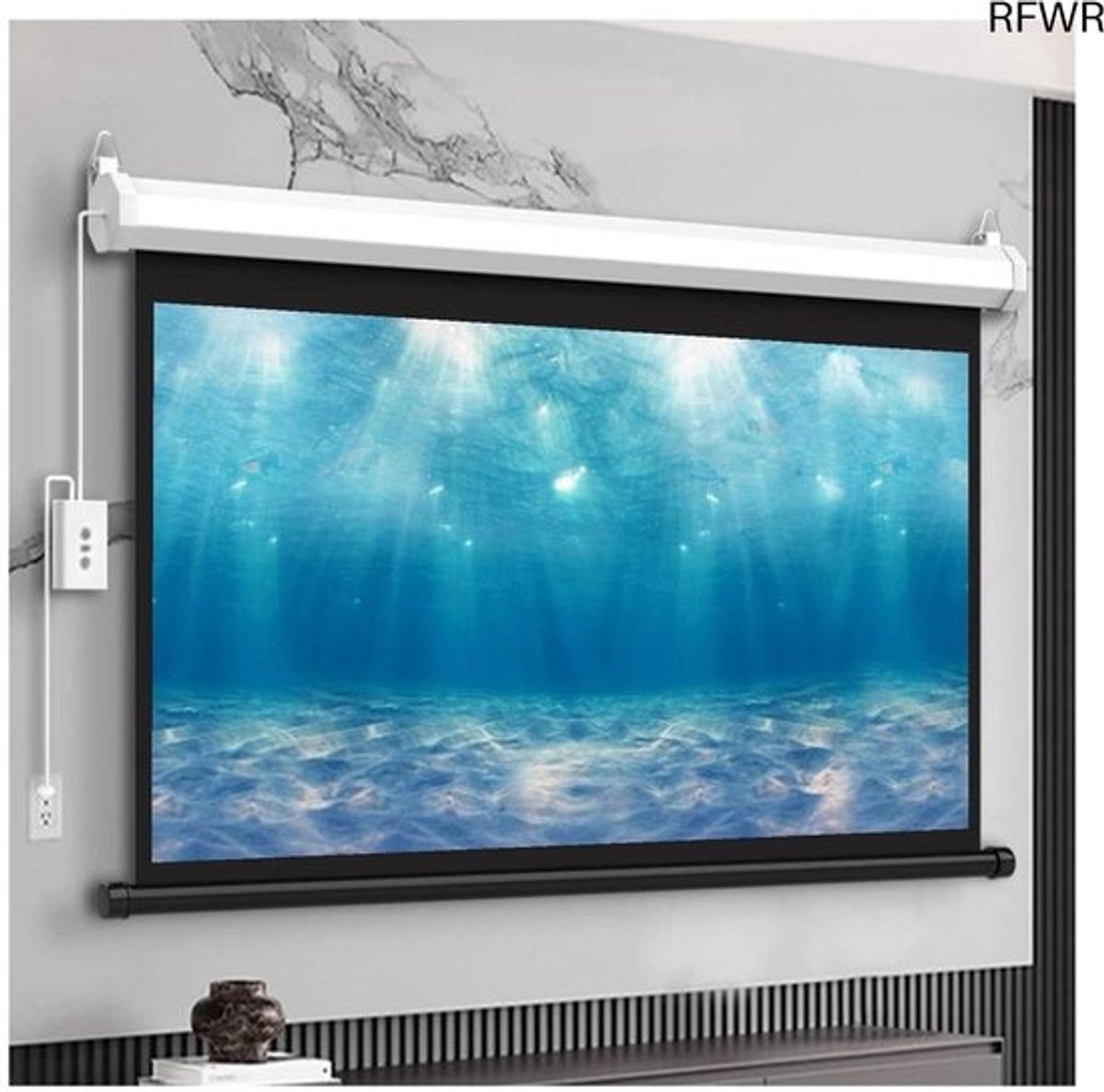 RFWR® Gemotoriseerd Projectiescherm Voor Thuisbioscoop, Kantoor En Klaslokaal - HD Scherm 1:3 (72"-4:3)