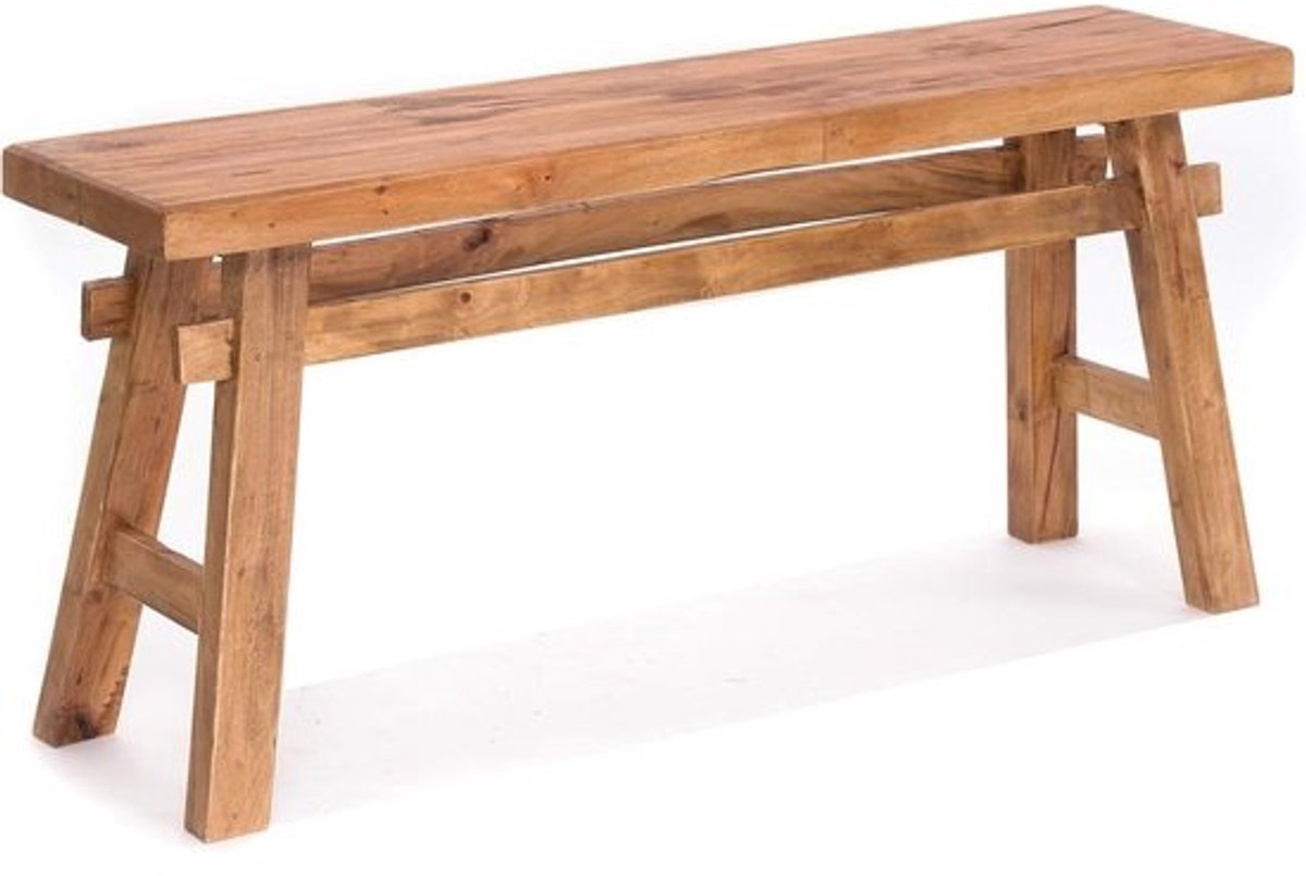 Houten Vintage Bank - Rustiek Natuurlijk Design voor Hal, Keuken, of als Bijzettafel - 118x27,5x53cm