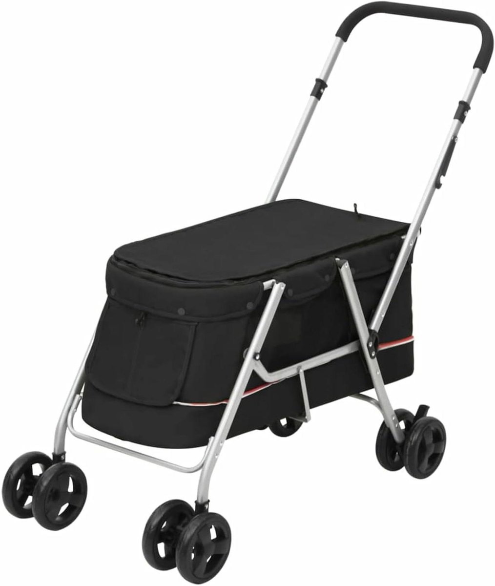 Hondenbuggy - Dierenwagen - Buitenactiviteiten - Opvouwbaar ontwerp - 100x49x96cm - Zwart