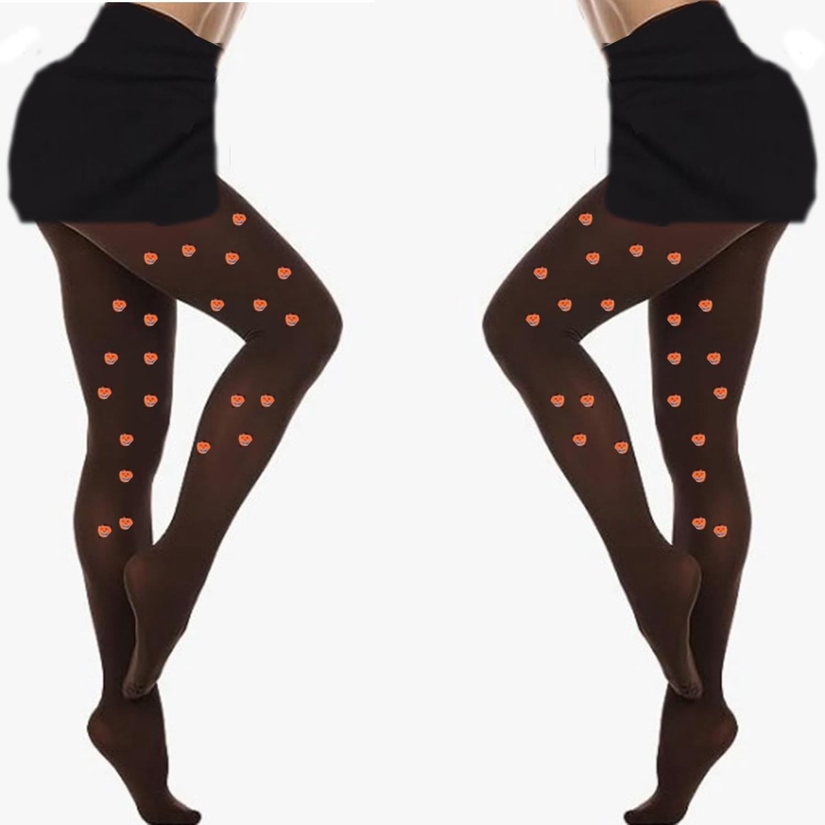 Zwarte Pompoen Print Panty voor Halloween Kostuum Accessoire, Perfect voor Feestjes en Verkleedpartijen
