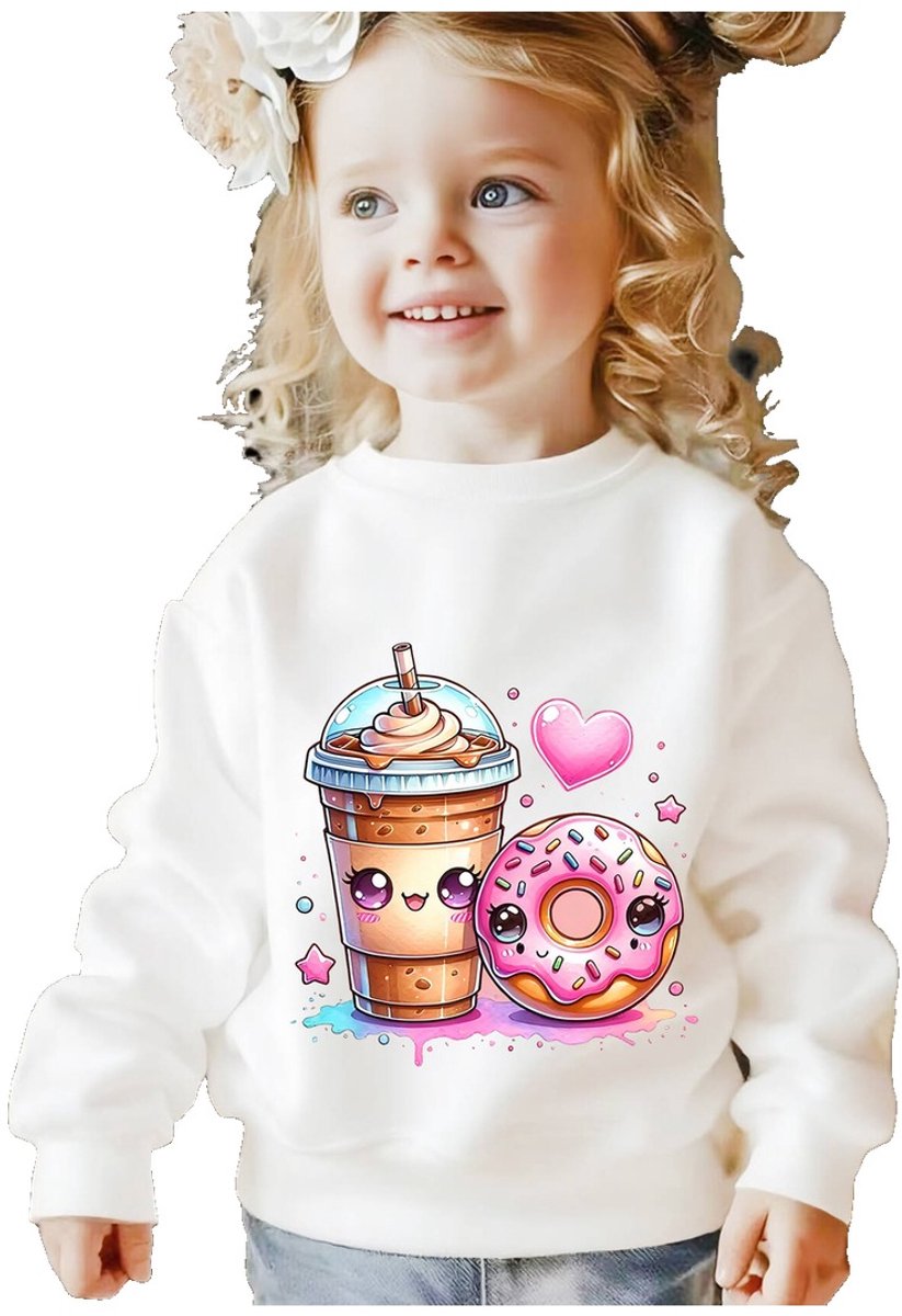 Currero Sweater Meisjes Sweaters Sweatshirt Hoodie Warme Trui Pullover Jumper Crewneck Vest 5-6 Jaar Wit