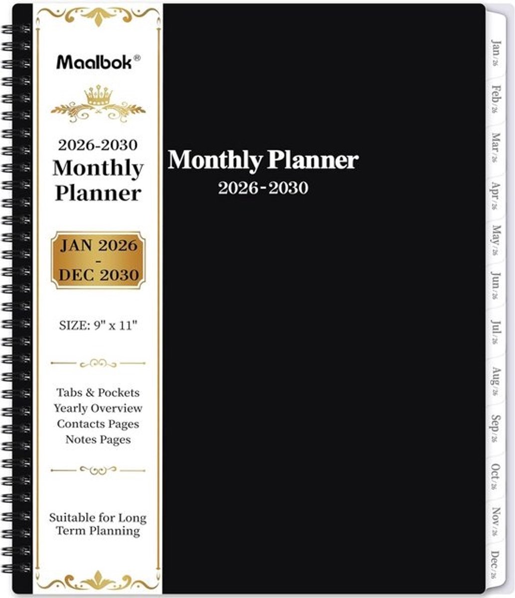 Meerjarige Maandplanner 2026-2030 - 5 Jaar Agenda met Tabs en Inspirerende Citaten