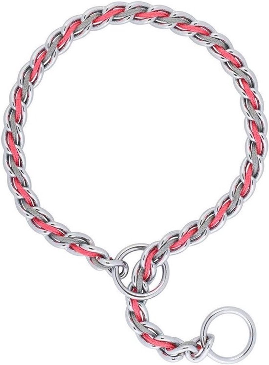 Honden Slipketting met Gevoerde Kern, 56 cm, Roze/Grijs