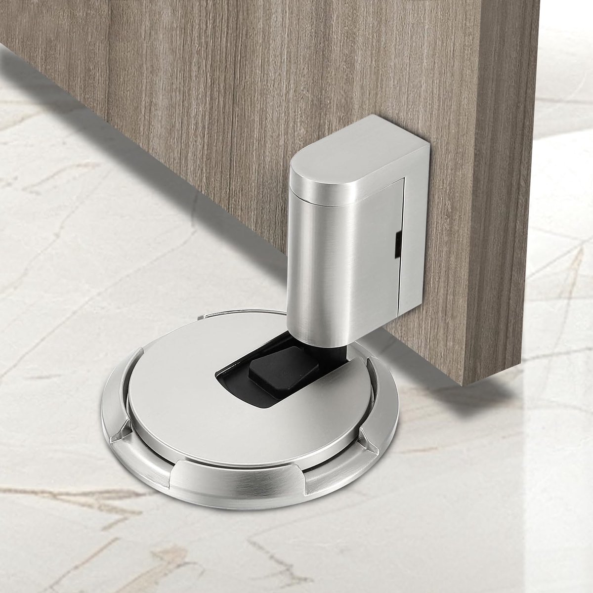 Deurstopper - Zelfklevend Zonder Boren - Met Mechanische Vergrendeling - RVS - Voor Vloer Deur en Wand - Zilver