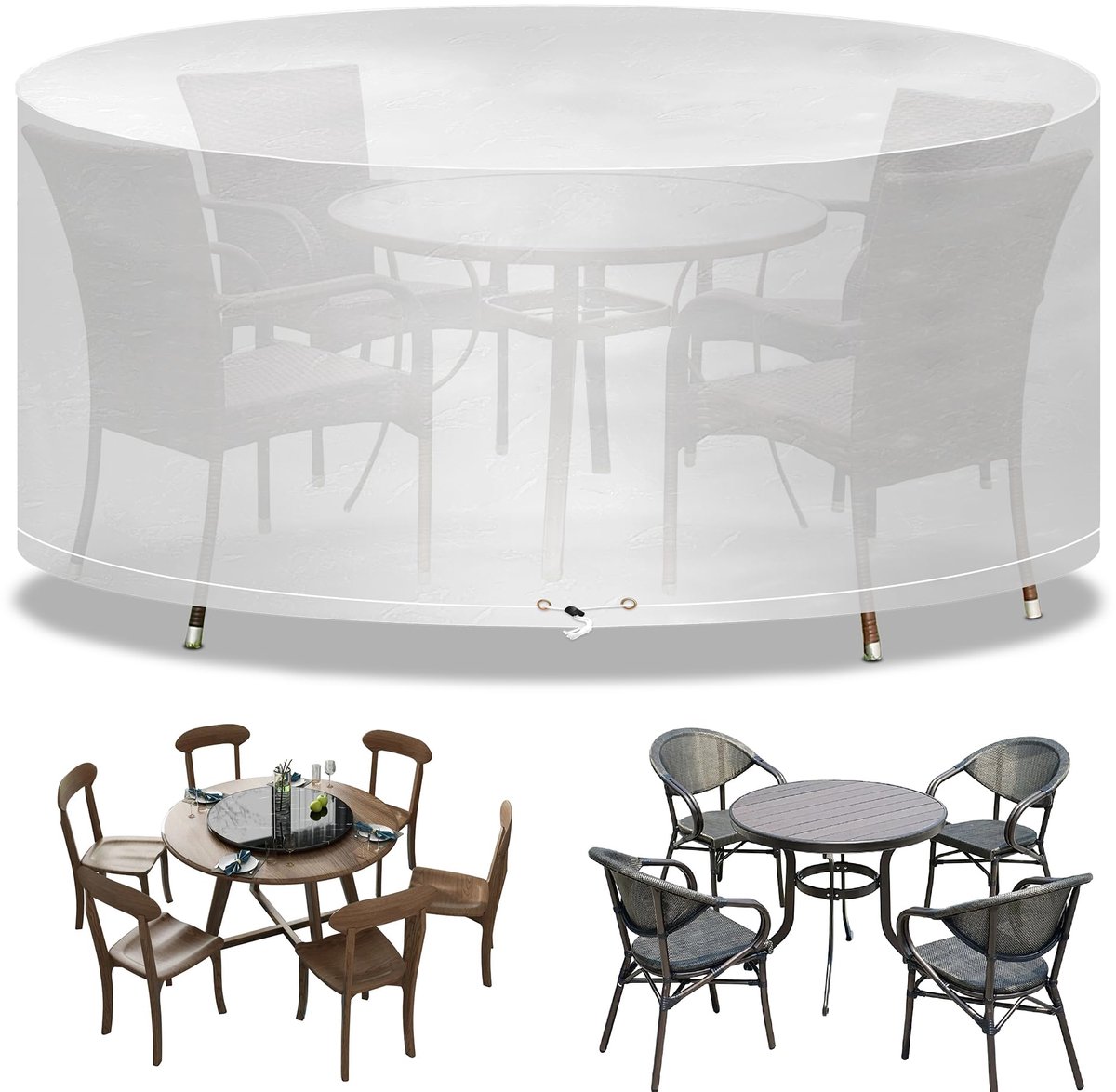 Funshot Tuinmeubelhoezen - waterdichte tafel- en stoelhoezen, 190 x 80 cm, ademend polyethyleen, transparant - ShopVlot
