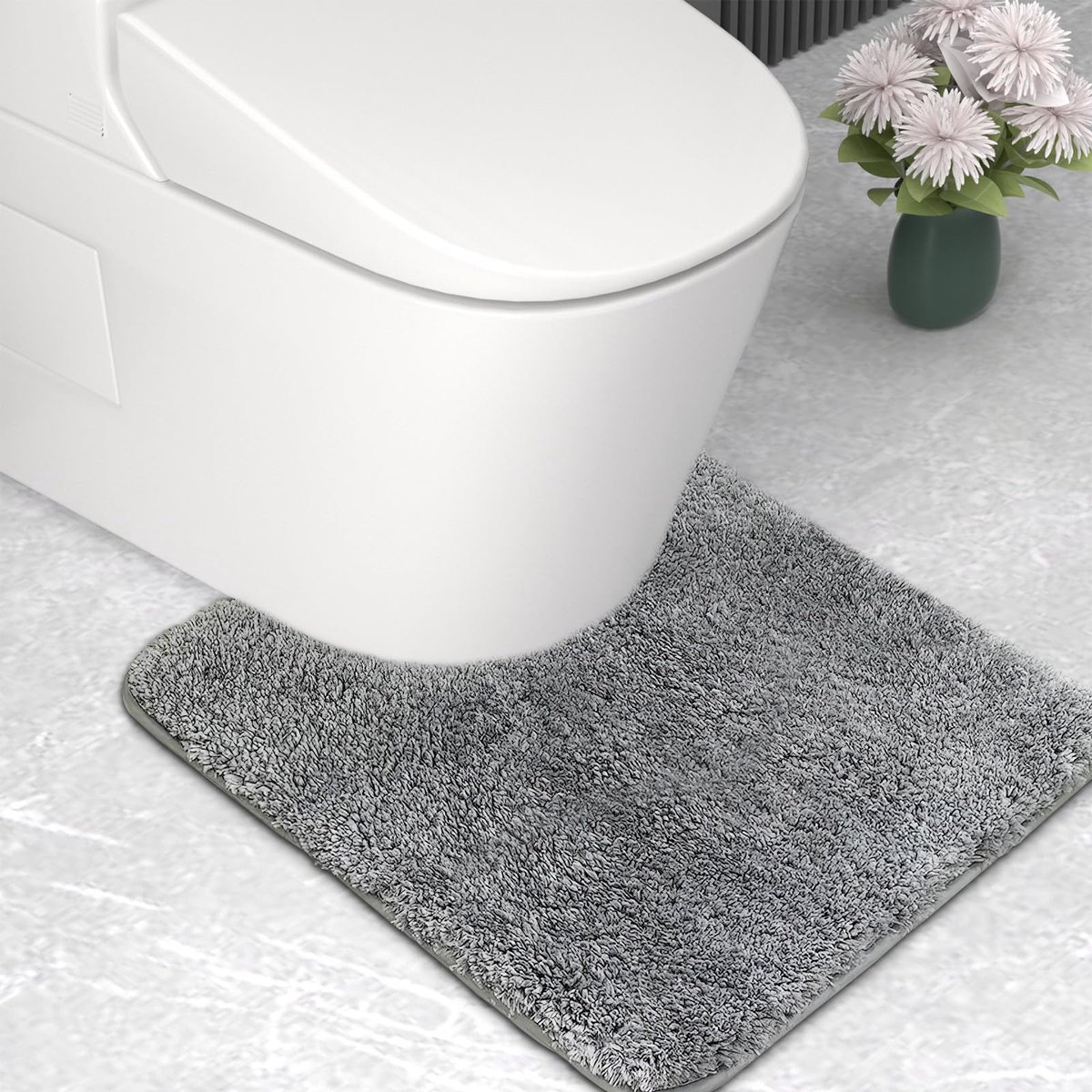 Microvezel Badmat - Extra Dik 2 cm - Super Absorberend - Voor Badkamer - U-vorm - Grijs - 50 x 50 cm
