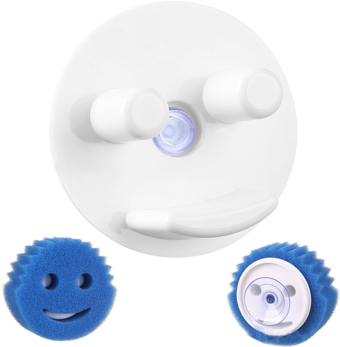 Smiley Sponsjeshouder met zuignap - Voor het opbergen van sponsjes - Voor gootsteen in keuken of badkamer