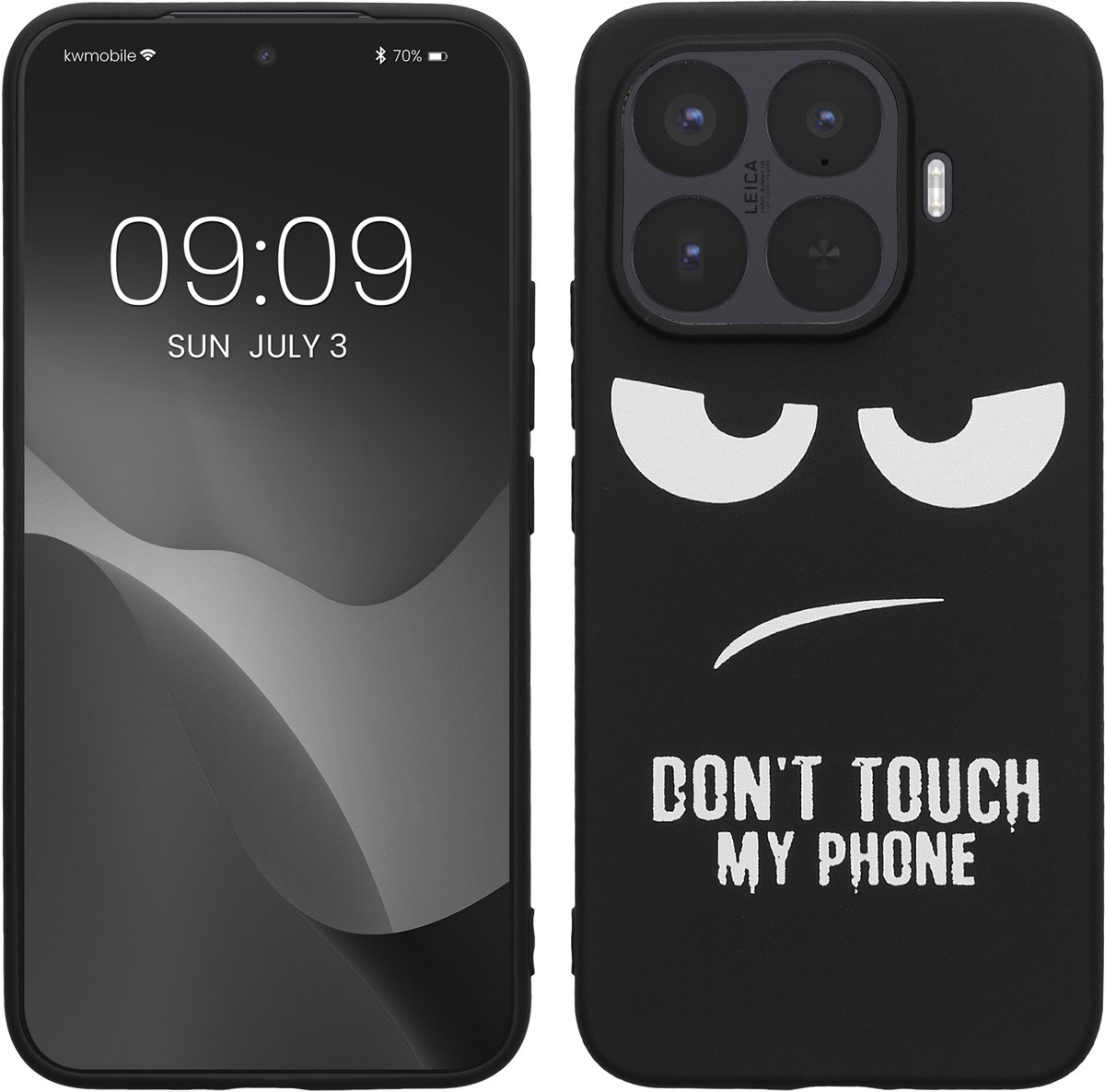 kwmobile telefoonhoesje geschikt voor Xiaomi 17T Pro - Hoesje voor smartphone in wit / zwart - Backcover van TPU - Don't Touch My Phone design