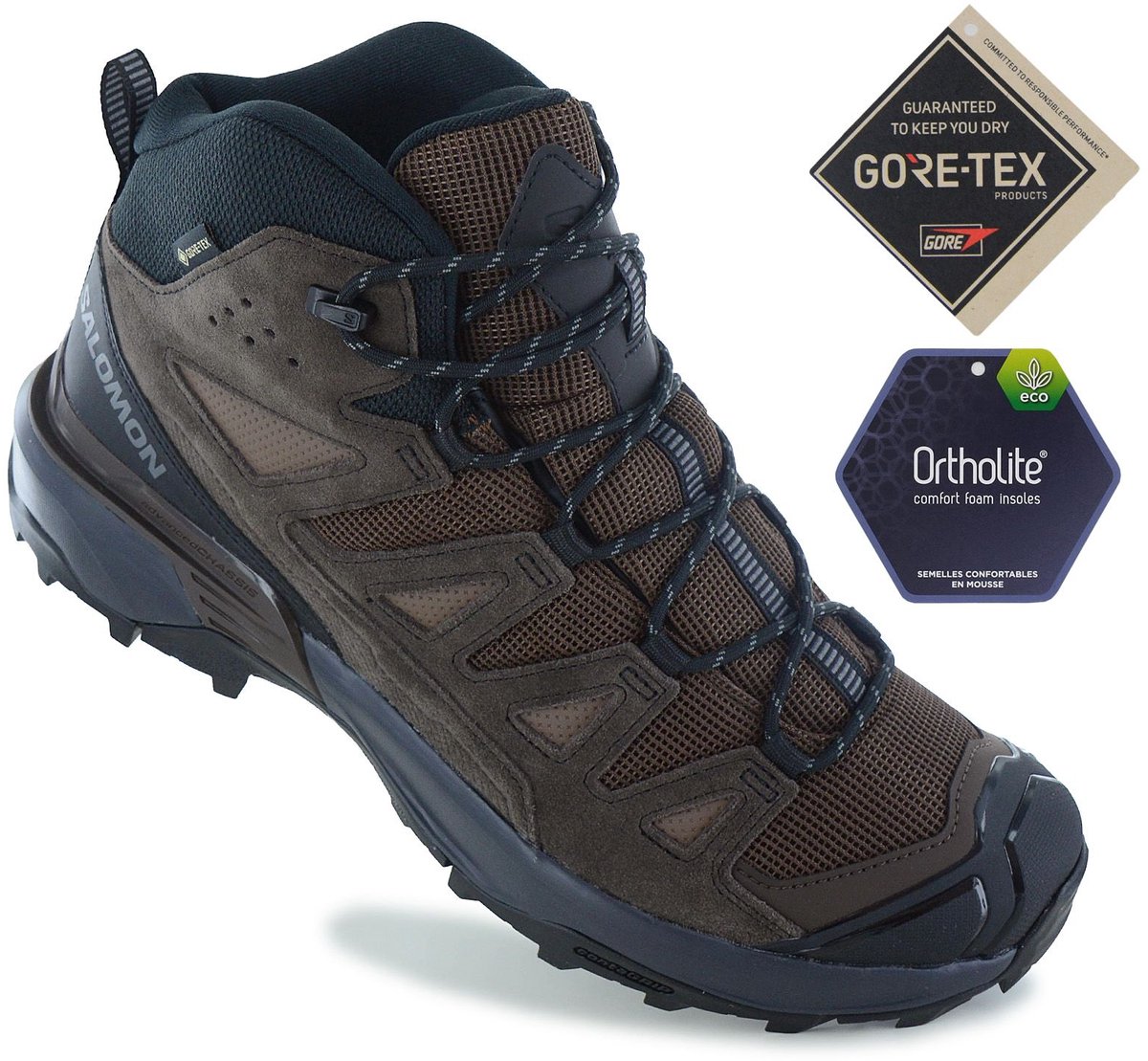 Salomon X ULTRA 360 Leather Mid GTX - GORE-TEX - Heren Wandelschoenen Trekking Laarzen Bruin 475709 , Maat: EU 47 1/3 UK 12