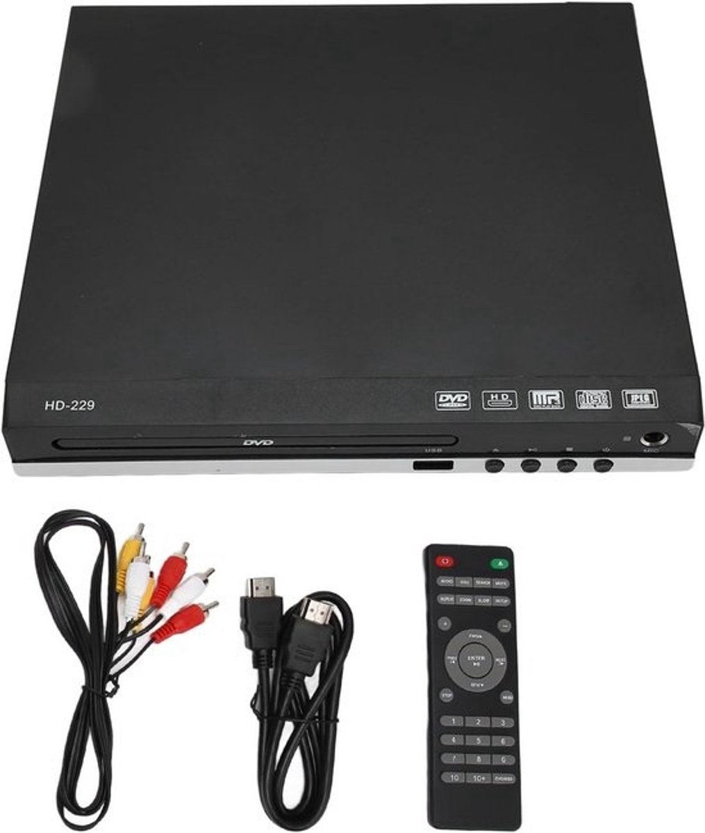 Compacte DVD/CD Speler met 1080P HD-uitgang en USB - Inclusief Afstandsbediening