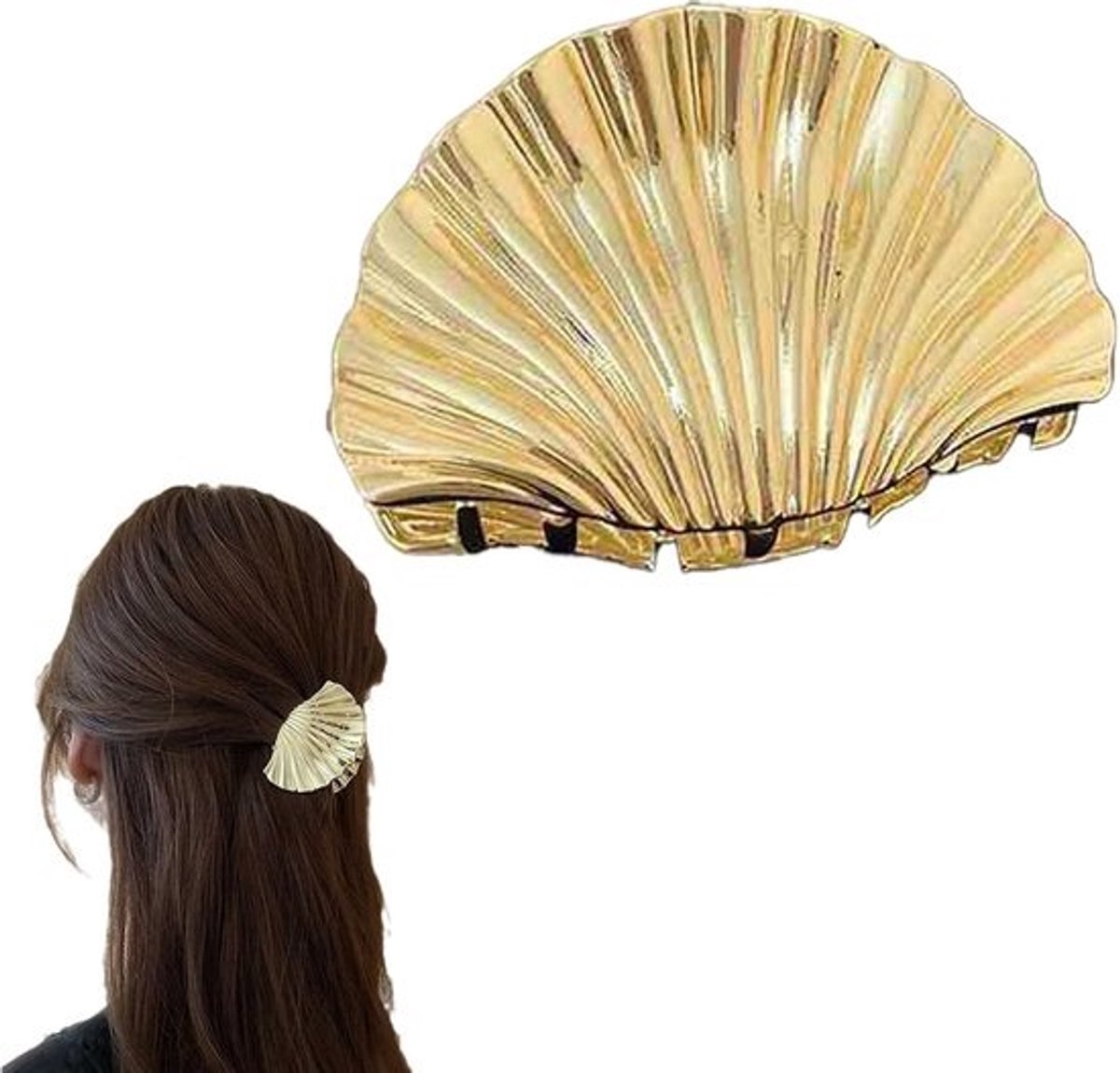 Haarklem - Haaraccessoire - Haar Styling - Metalen Schelp Design - 4.83 x 3.81 cm - Goud