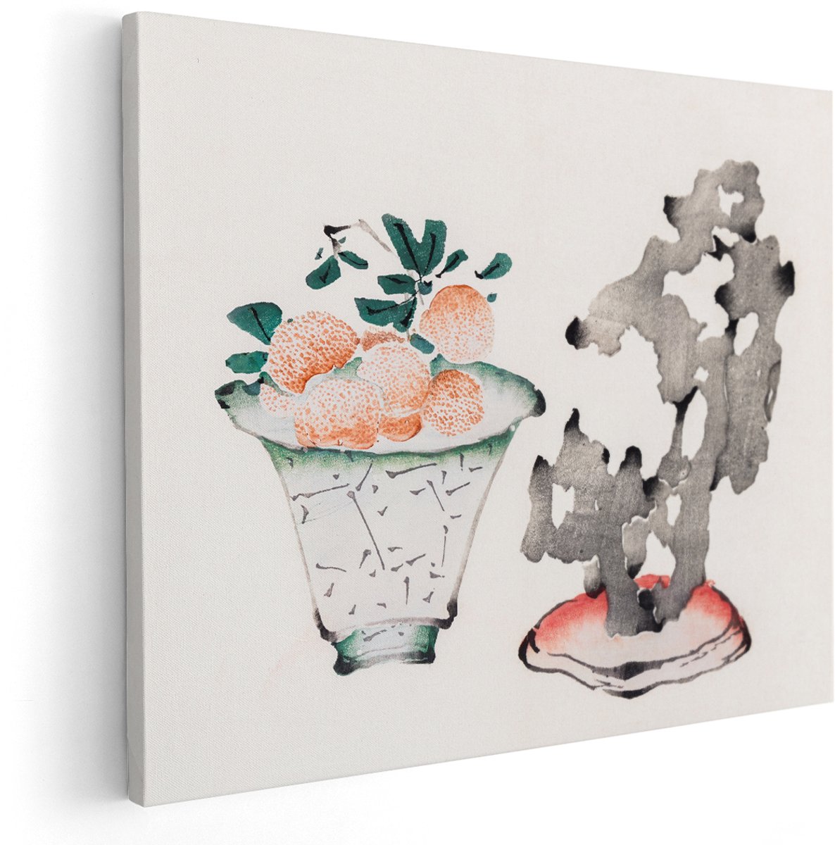 Artaza Canvas Schilderij Stilleven - 150x120 cm - Groot - Wanddecoratie Vintage Fruit - Muurdecoratie Japanse Kunst - Decoratie Woonkamer